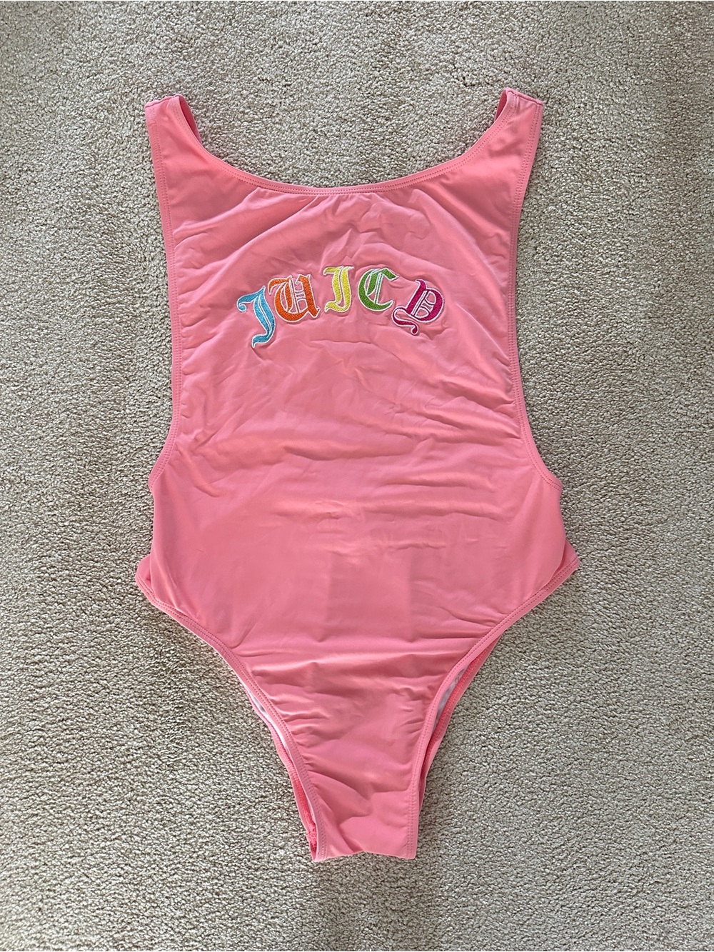 Vintage Y2K Juicy Couture Pink One Piece Swimsuit Embroidered Logo Women’s XL